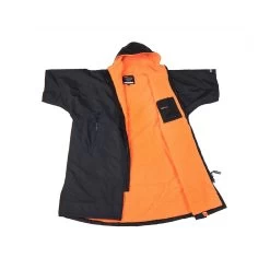 Dryrobe Advance Short Sleeve -Professional surf equipment store dryrobe short sleeve open black orange