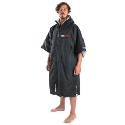 Dryrobe Advance Short Sleeve -Professional surf equipment store dryrobe ss frontleft black grey
