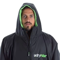 Dryrobe Advance Short Sleeve -Professional surf equipment store dryrobe ss hood black green